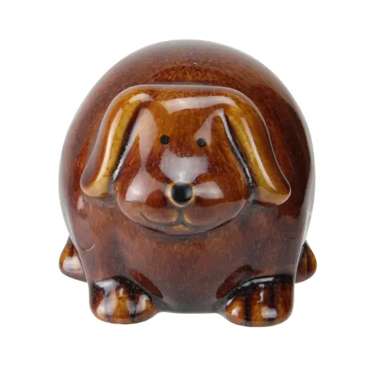 Roman 3.5" Pudgy Pals Floppy Eared Dark Brown Porcelain Doggy Table Top and Garden Figure {1}
