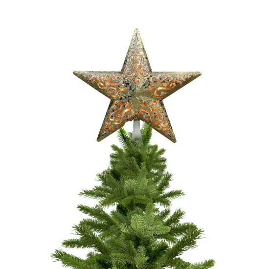 Northlight 8.25" Gold Glitter Star Christmas Tree Topper - Clear Lights {5}