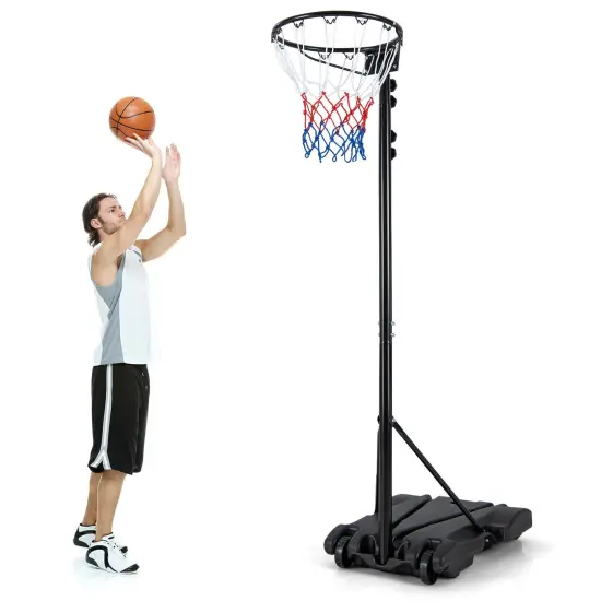 Costway 8.5-10FT Adjustable Basketball Hoop Goal with Fillable Base Wheel Shooting Practice {1}