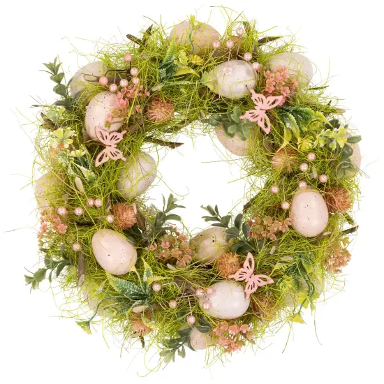 Northlight Easter Eggs with Butterflies Artificial Spring Wreath - 13" Pink {1}