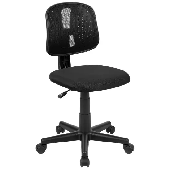 Emma and Oliver Mid-Back Mesh Swivel Task Office Chair with Pivot Back Black {1}