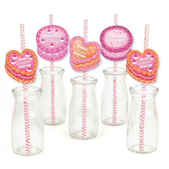 Big Dot of Happiness Hot Girl Bday - Paper Straw Decor - Vintage Cake Birthday Party Striped Decorative Straws - Set of 24 {1}