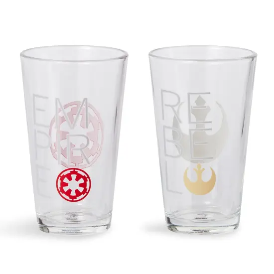 Star Wars 16oz Pint Glasses - Rebel & Empire Symbols - 2 Set {3}