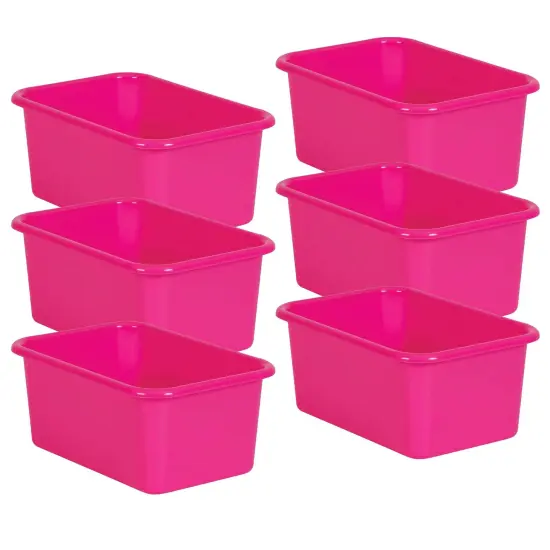 Pink Small Plastic Storage Bin, Pack of 6 {1}