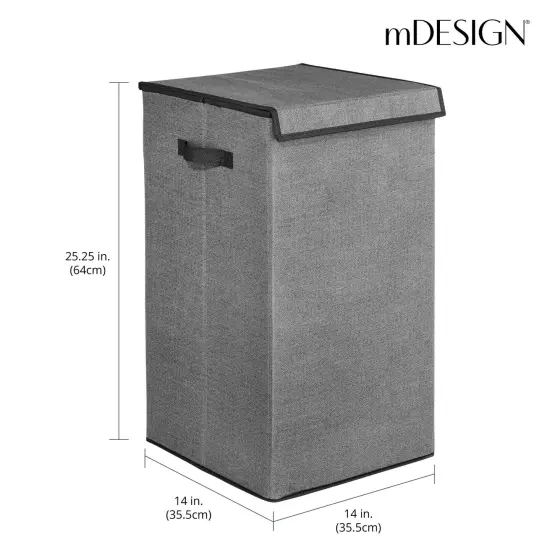 mDesign Large Single Hamper Basket with Lid and Handles {3}