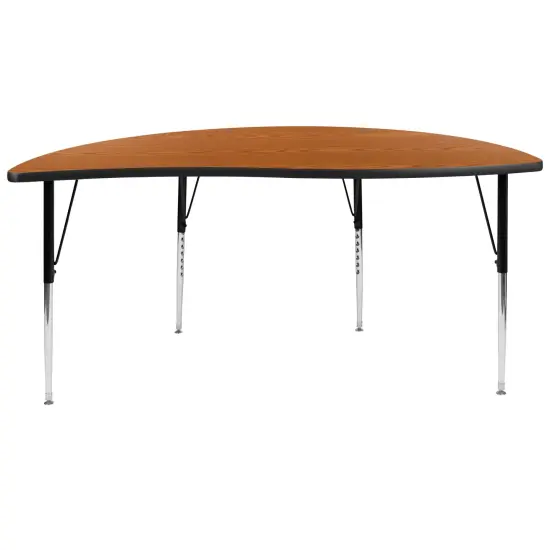 Emma and Oliver 60" Half Circle Wave Flexible Collaborative Adjustable Height Activity Table Grey {11}