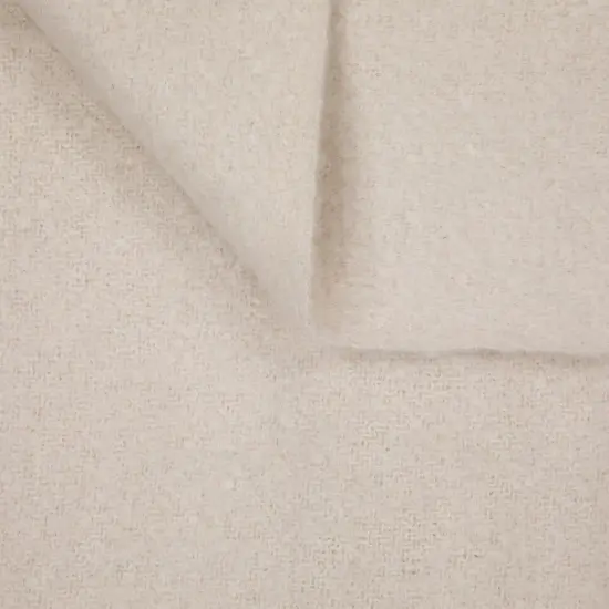 Northlight Cream Brushed Woven Throw Blanket with Fringe 50" x 60" Ivory {7}