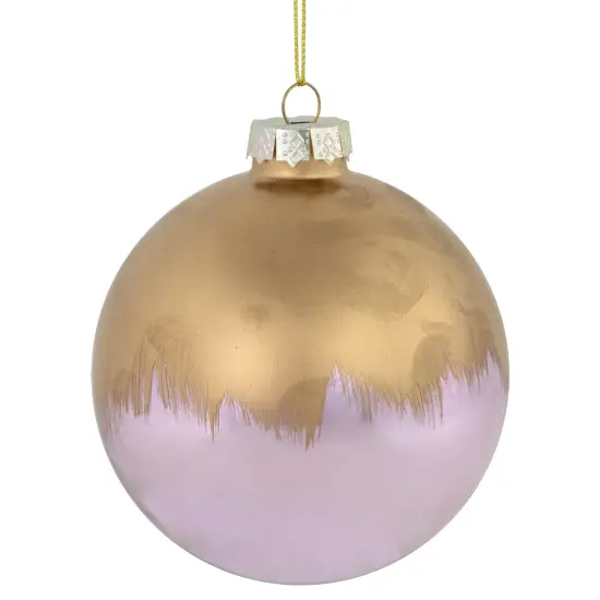 Northlight 3.5" Brushed Matte Gold and Shiny Lavender Glass Ball Christmas Ornament {3}