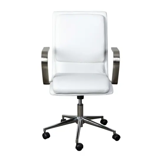 Merrick Lane Artemis Mid-Back Home Office Chair with Armrests, Height Adjustable Swivel Seat and Five Star Base White/Chrome {3}