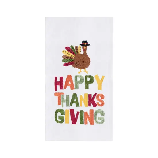 "Happy Thanksgiving" Turkey Cotton Flour Sack Kitchen Dishtowel {1}