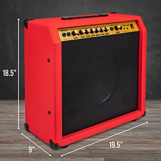 LyxPro Electric Guitar Amp, 60 Watt Portable Amplifier Red {3}