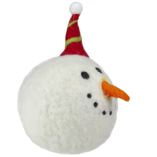 Tii Collections 5" Snowman Head with a Red and Green Striped Hat Christmas Ornament White {3}