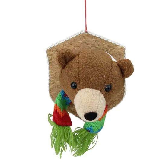 Northlight Stuffed Bear Head Christmas Ornament - 5" - Brown {1}