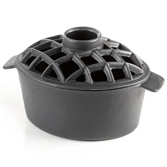 Flat Black Porcelain Lattice Top Steamer {1}
