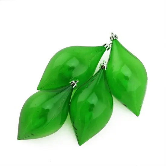 Northlight 4ct Green Teardrop Shatterproof Transparent Christmas Finial Ornaments 5.25" {1}