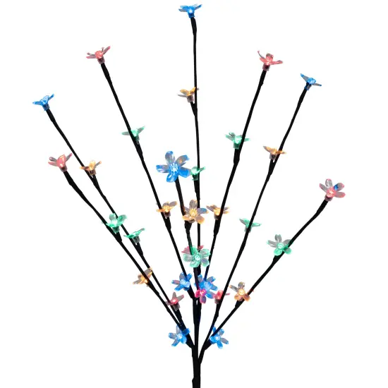Northlight Pre-Lit Cherry Blossom Artificial Tree Branches - 2.5' - Multicolor LED Lights - Set of 3 Black {6}