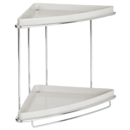 mDesign Steel/Plastic 2-Tier Bathroom Organizer Corner Shelf {4}