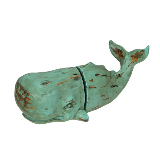 Verdigris Decorative Whale Bookends Resin Bookshelf Nautical Decor Rustic Beach {1}