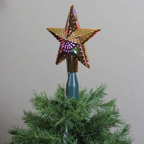 Mr. Christmas 11.5" Lighted Gold Kaleidoscope Christmas Tree Topper - Multicolor LED Lights {4}