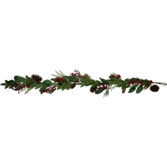 Northlight Pinecones and Berries Artificial Christmas Garland - 6' x 8" - Unlit Green {5}
