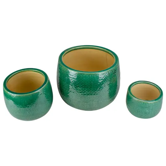 Napa Home & Garden Set of 3 Green and White Textured Planter Set 10.5" {4}