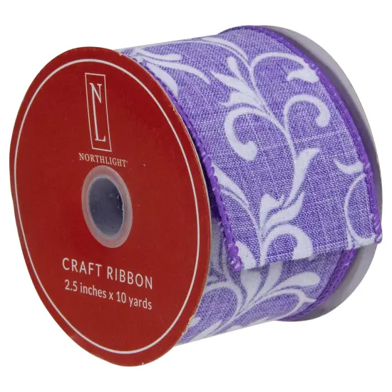 Northlight Purple Floral Wired Craft Ribbon 2.5" x 10 Yards {4}