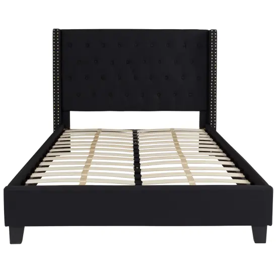 Merrick Lane Chenoa Upholstered Platform Bed with Button Tufted Headboard {2}