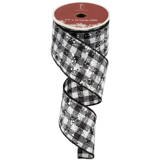 Northlight Black and White Gingham Wired Craft Ribbon 2.5" x 10 Yards {4}