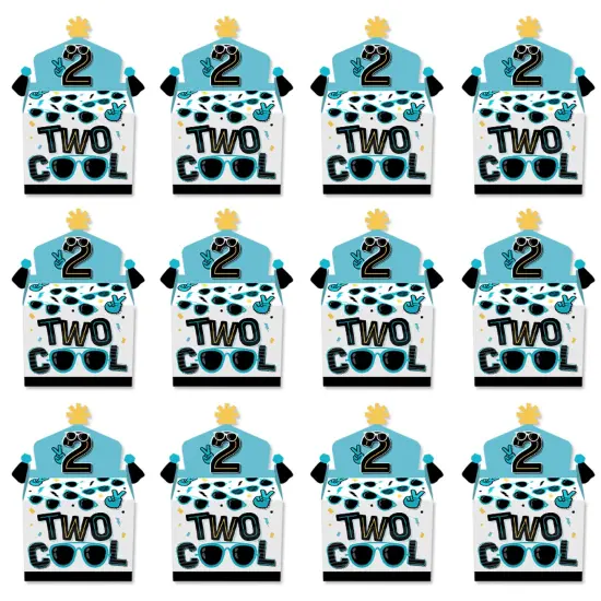 Big Dot of Happiness Two Cool - Boy - Treat Box Party Favors - Blue 2nd Birthday Party Goodie Gable Boxes - Set of 12 {6}