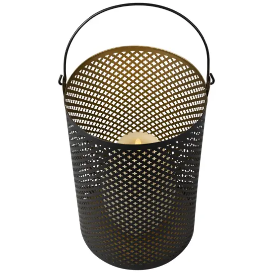 Northlight Iron Mesh Candle Holders with Handles - 10" - Black and Gold Finish - Set of 3 {5}