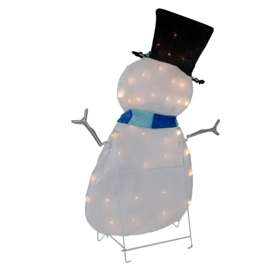 Northlight Lighted Chenille Snowman Outdoor Christmas Decoration - 32" - White Lights {5}