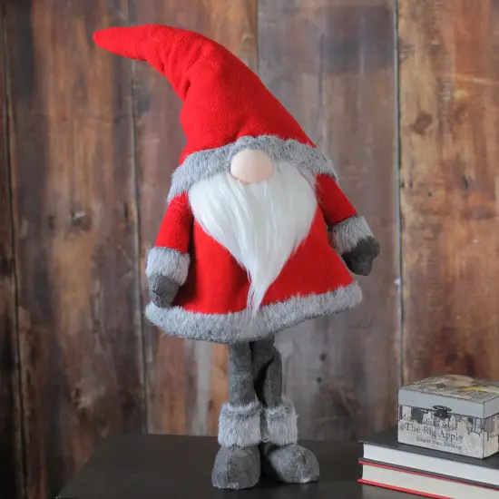 Northlight Standing Christmas Santa Claus Gnome with Faux Fur Trim - 28” - Red and Gray {4}