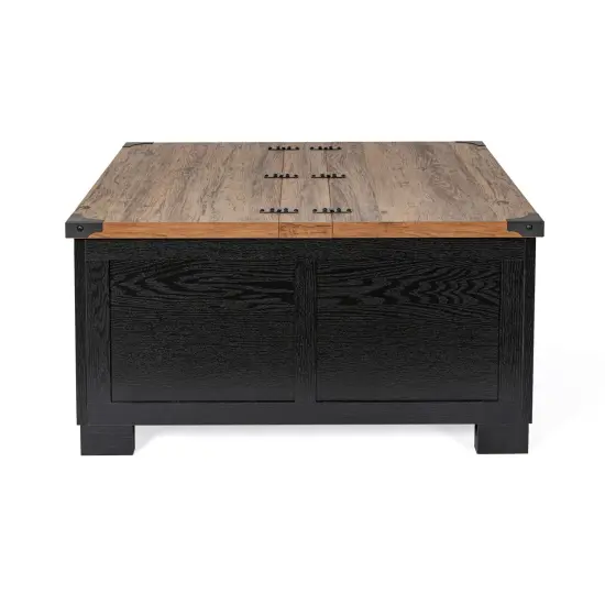 Merrick Lane Green River Farmhouse Storage Coffee Table Black/Rustic Oak {3}