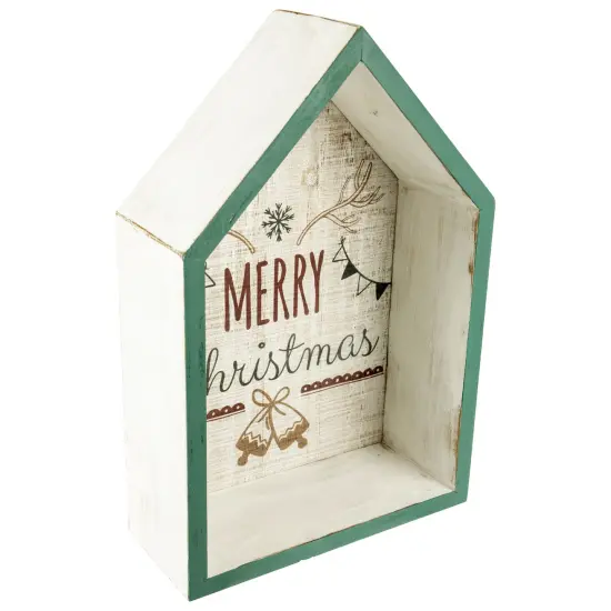 Northlight 11.75" Green Merry Christmas 3-D House Wall Sign {6}
