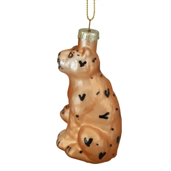 Northlight Leopard and Cub Glass Christmas Ornament - 3" - Orange and Black {5}