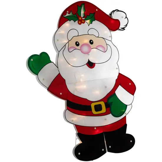 Northlight Lighted 2D Santa Claus Outdoor Christmas Decoration - 30.5" - Clear Lights Red {6}