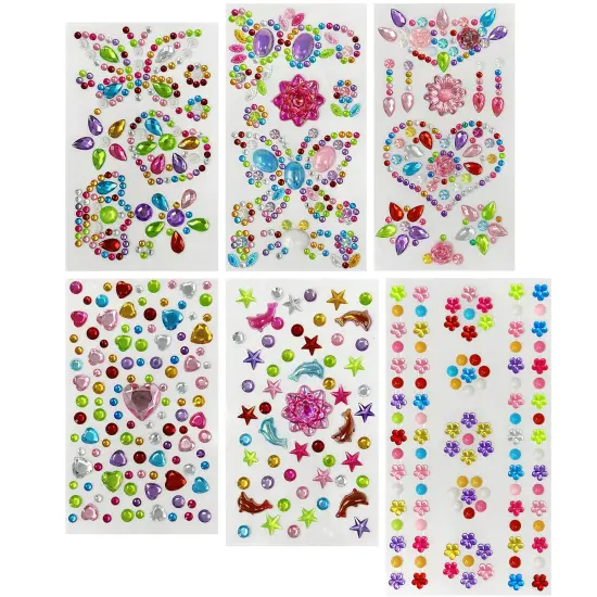 Wrapables Crystal Rhinestone Gem Stickers, Bling Jewel Adhesives for DIY Arts & Crafts, Smartphones, Water Bottles, Sunglass Cases (Set of 6) Stars and Squares {7}