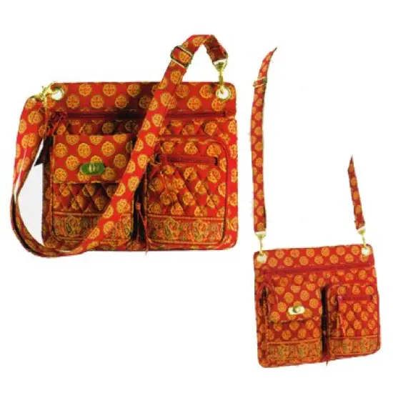 Ganz Maggi B French Country Red Mosaic Quilted Crossbody Bag {1}