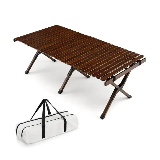 Portable Picnic Table with Carry Bag for Camping and BBQ Natural {7}