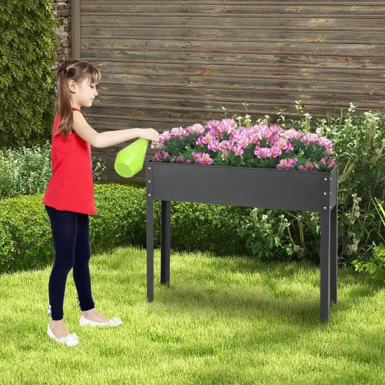 Costway 40" Raised Garden Bed with Legs Metal Elevated Planter Box Drainage Hole Backyard Green/Black {2}