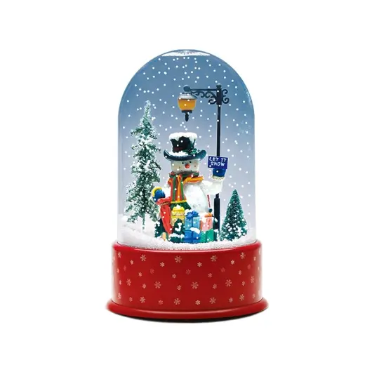 Northlight Lighted Snowman with Street Light Snowing Christmas Globe - 11.75" Red {4}