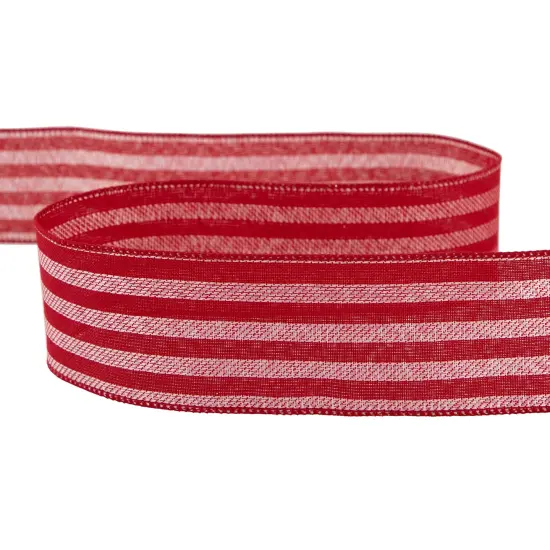 Northlight Red and White Striped Wired Craft Christmas Ribbon 2.5" x 10 Yards {6}
