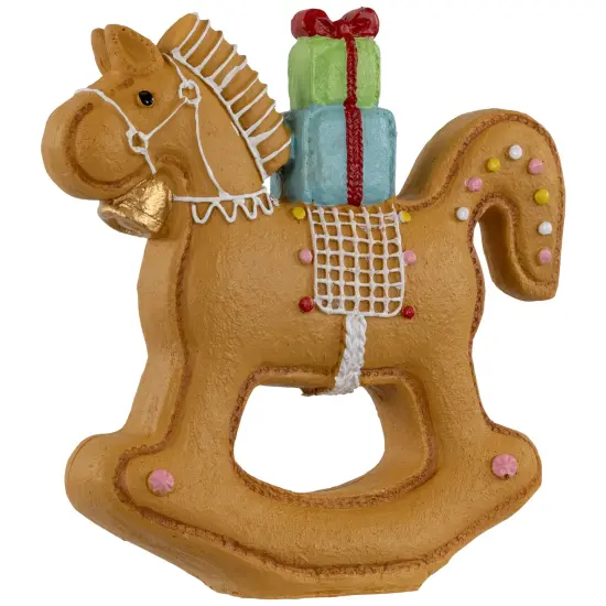 Northlight Gingerbread Rocking Horse with Presents Christmas Figurine - 7.25" Brown {5}