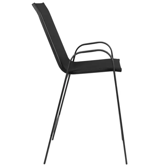 Emma and Oliver 4 Pack Outdoor Barstools with Flex Comfort Material-Patio Stool Black {5}