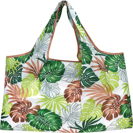 Wrapables Large Foldable Tote Nylon Reusable Grocery Bag, 3 Pack Blossoms & Ferns {3}