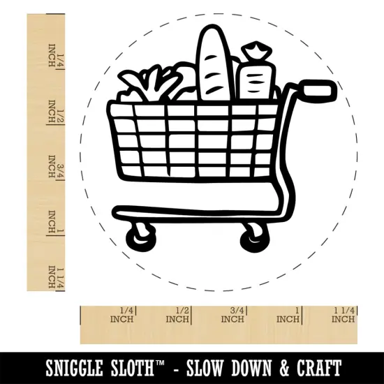 Shopping Cart Full Groceries Food Rubber Stamp for Stamping Crafting Planners {1}