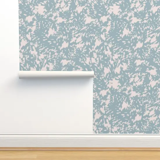 Peel & Stick Wallpaper 2FT Wide Duck Egg Blue Abstract Jungle Aqua Cream Modern Custom Removable Wallpaper by Spoonflower {2}