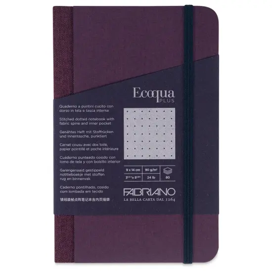 Fabriano Ecoqua Plus Fabric-Bound Notebook - Wine, 3-1/2" x 5-1/2", Dot Grid {1}