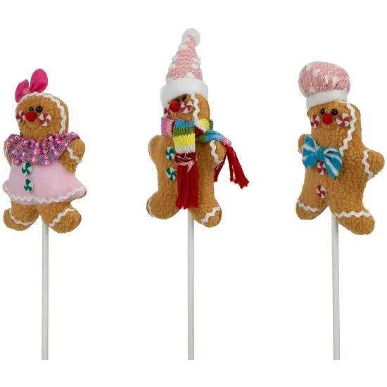 Northlight Plush Gingerbread Christmas Picks -10" - Set of 3 Brown {4}