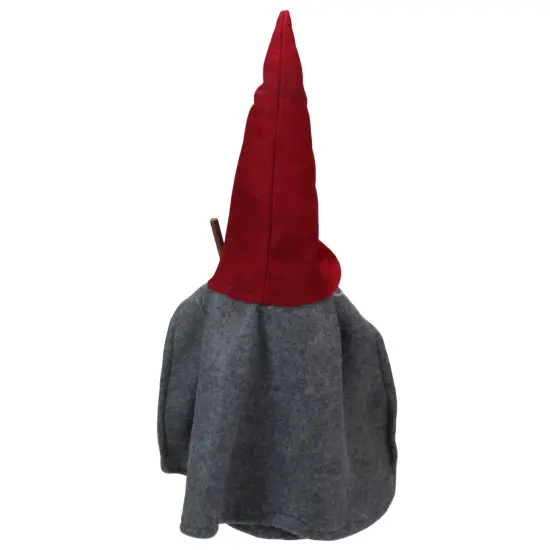 Northlight Standing Bulbous Nose Gnome Holding a Stick - 18" - Gray and Red {4}